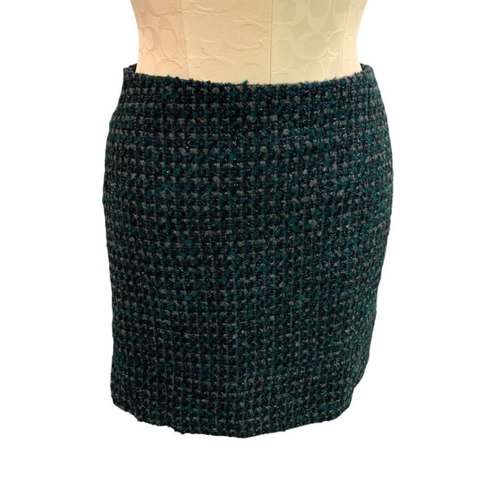 Size 6 Willi Smith Tweed Mini Skirt Pencil‎ Straight Wool Blend Checked Lined